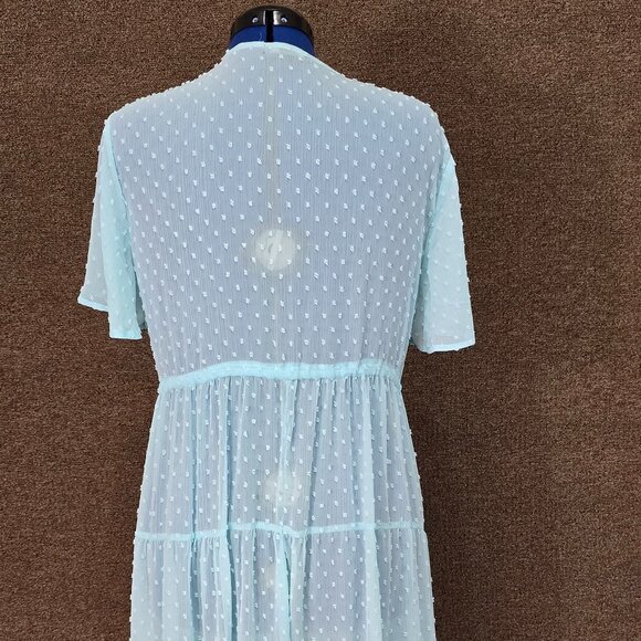Torrid Clip Dot Tiered Kimono Light Blue Sz 1 Pre Owned - Picture 3 of 7